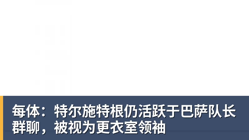 FB体育每体：特尔施特根仍活跃于巴萨队长群聊，被视为更衣室领袖